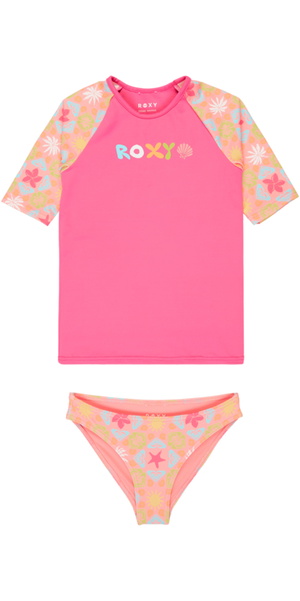 2026 Roxy Junior Check Short Sleeve Lycra Set ERLWR03357 - Plumeria Hippie Hour Diagonal